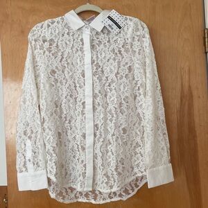 NWT Gretchen Scott Cream Lacelet Blouse XL Style TPLASO